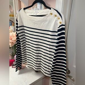 rag & bone Striped Scoop neck long sleeve top